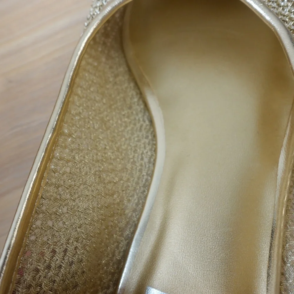 Metallic Coquette Ballet Flats Womens 6 Light Gold Crochet Mesh DV Dolce Vita